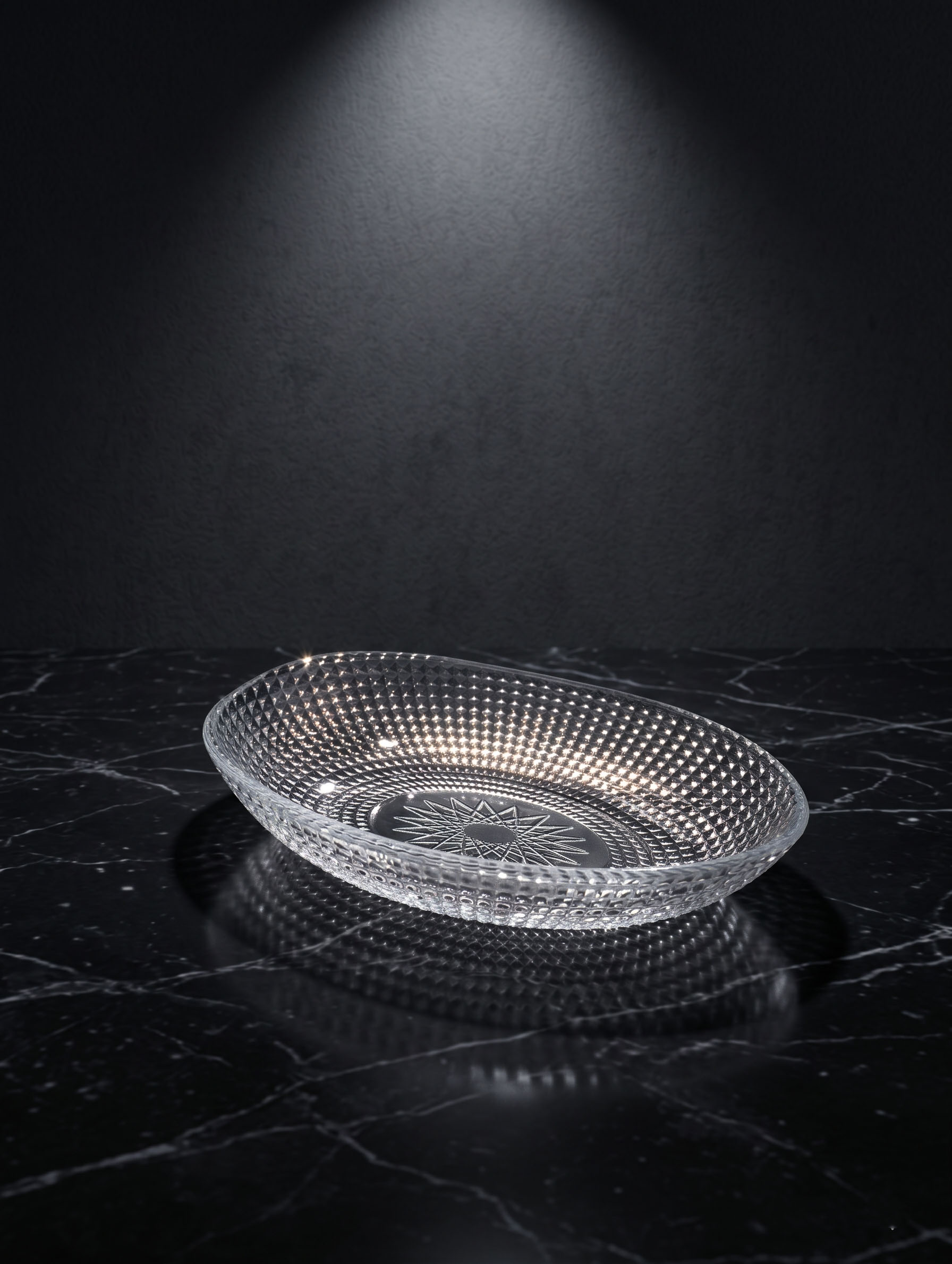 Diamond Embossed Glass Bowl-Plate