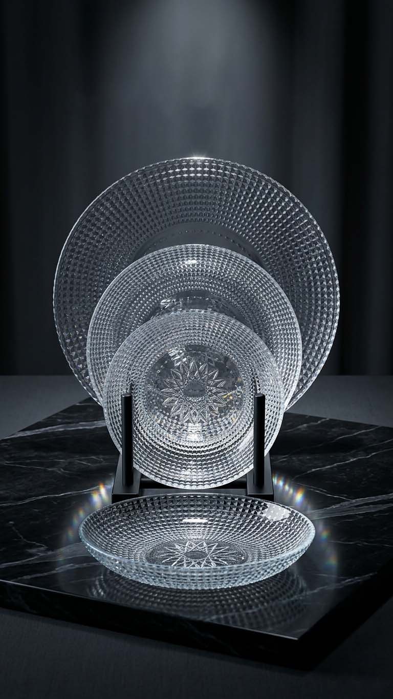 Glass Plate Set (Diamond Texture)