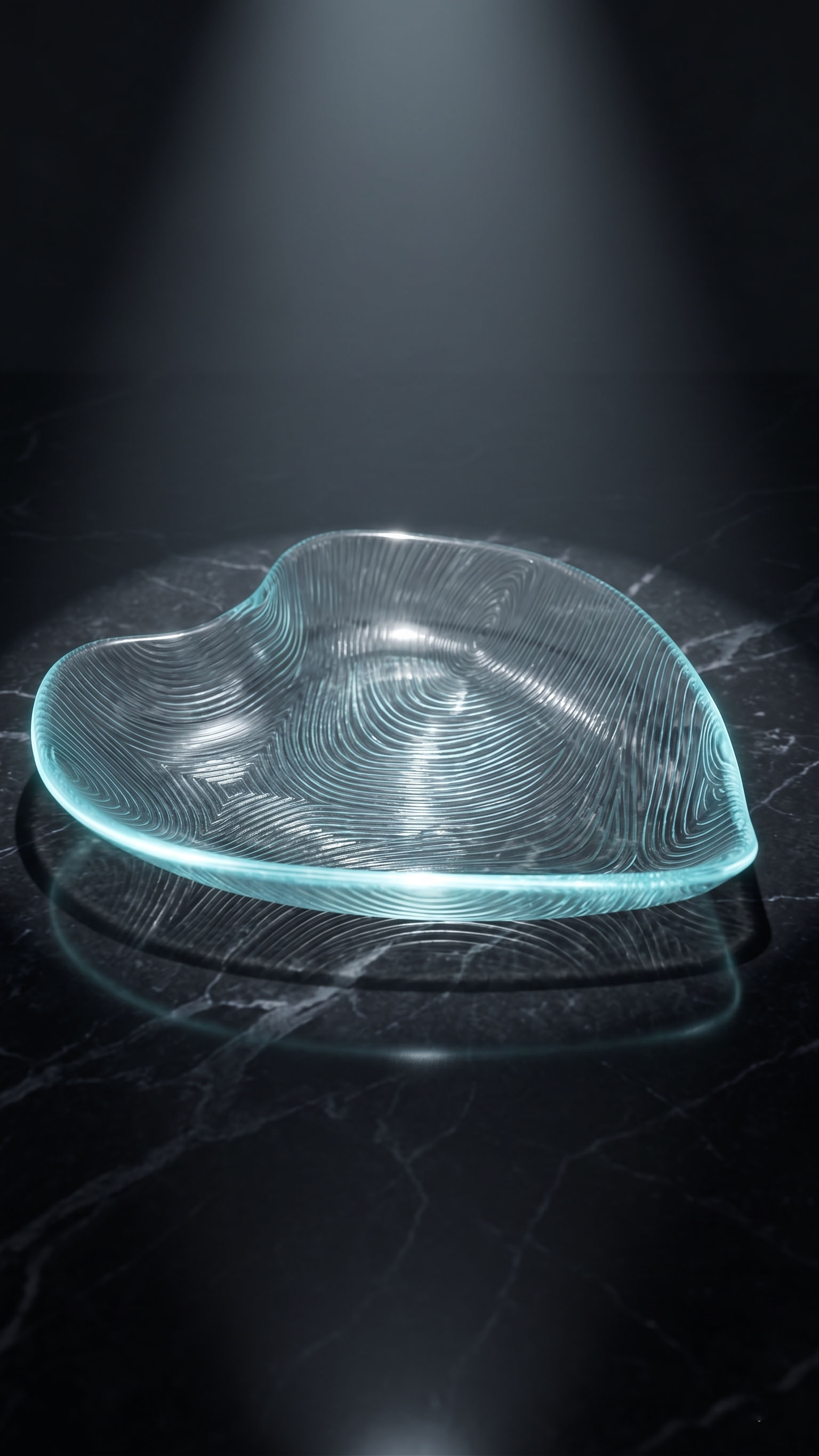 Heart-Shaped Glass Dish with Swirl Engraving