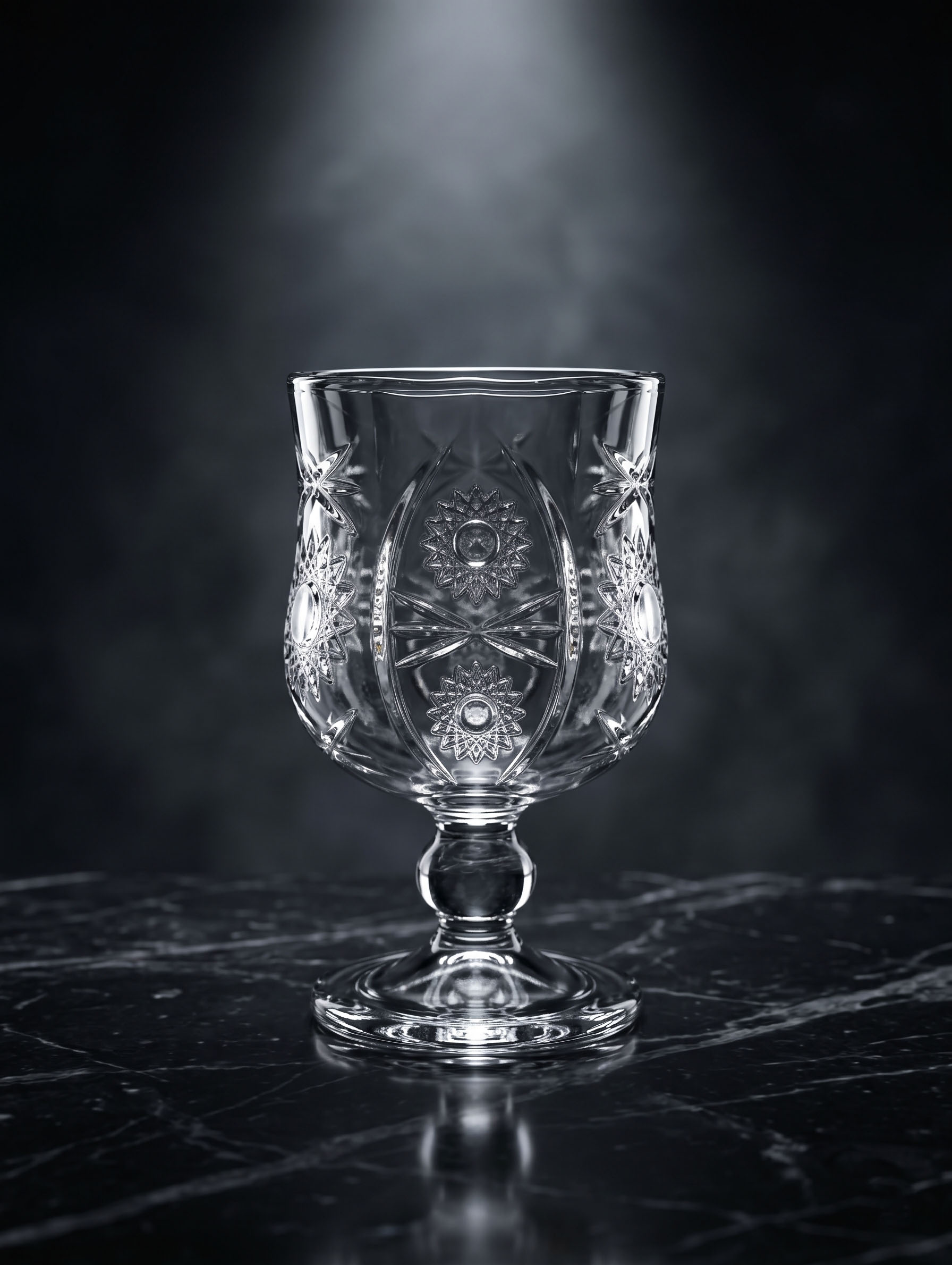 Ornate Embossed Crystal Goblet