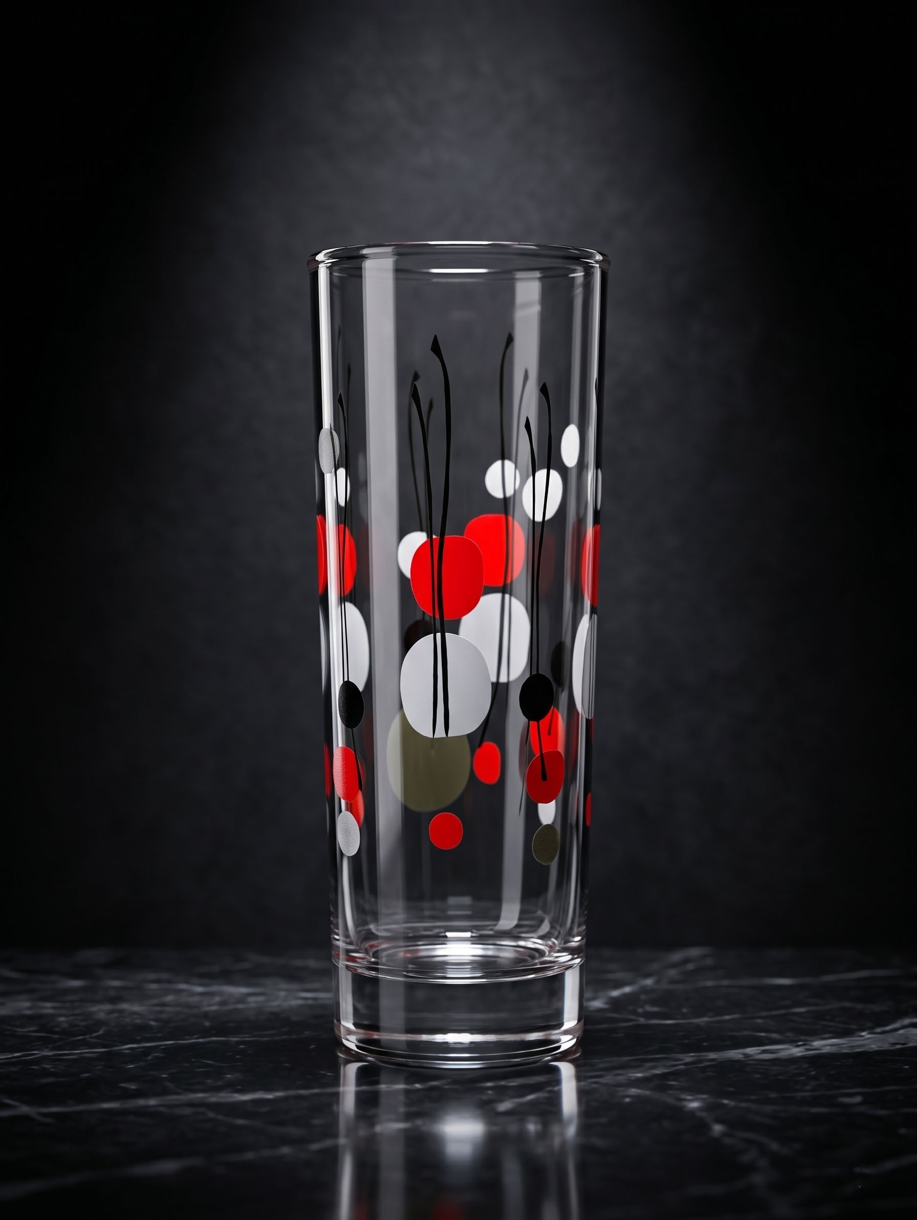 Retro Circles Printed Highball Glass